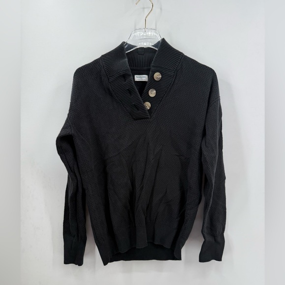 Tommy John Women’s Henley Sweater Black Knit Loungewear‎ Medium - Picture 1 of 7